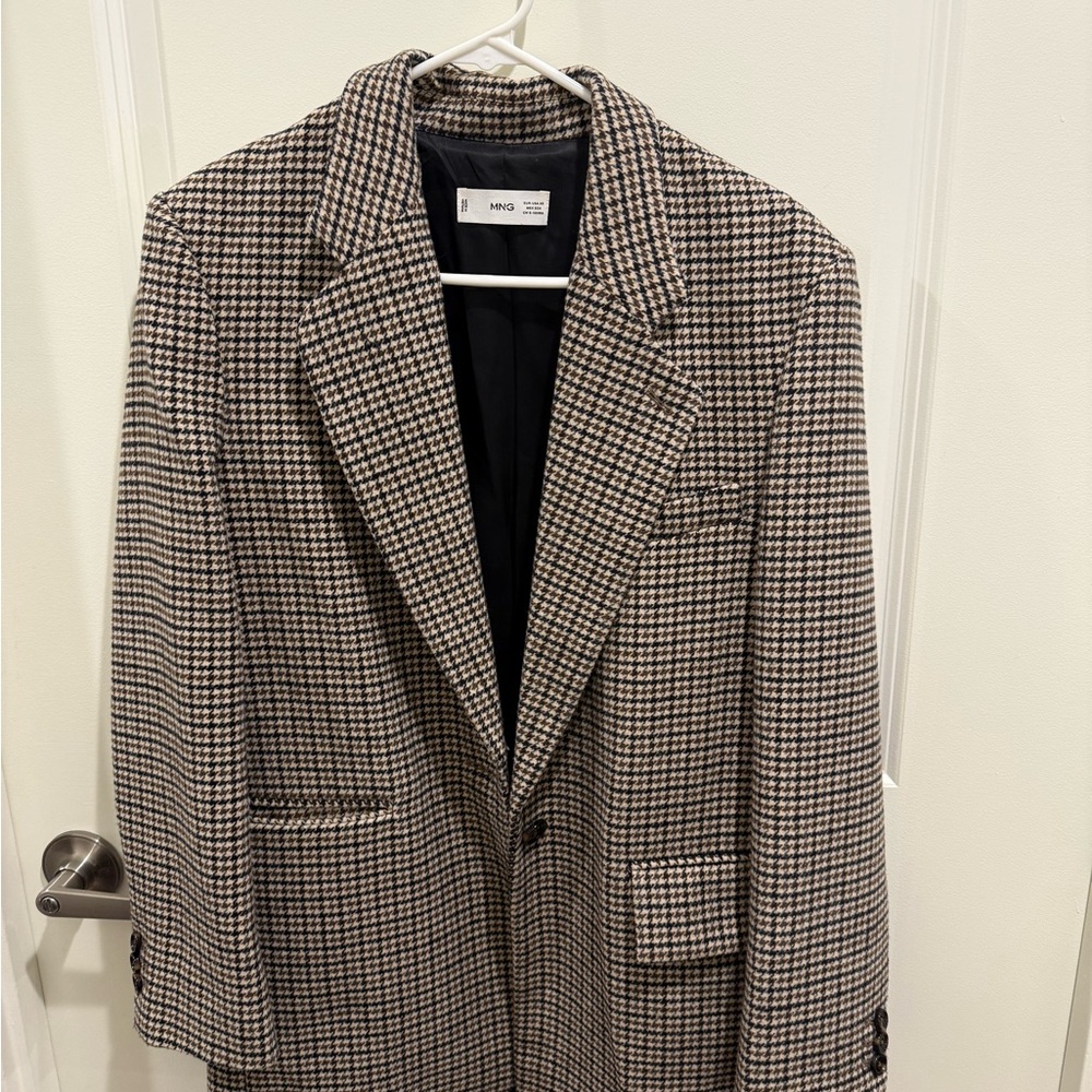 Mango Black and Cream Houndstooth Jacket
